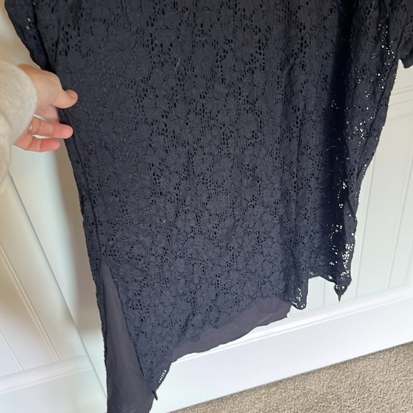 NWT Treasure Bond Lace Lined Peasant Midi Dress Black V-Neck Long Sleeve Small - Picture 11 of 15